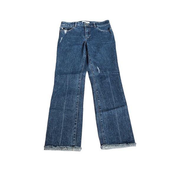 DL1961 Mara Straight Mid Rise Instasculpt Distressed Ankle Jeans Blue Size 27 - Picture 1 of 7
